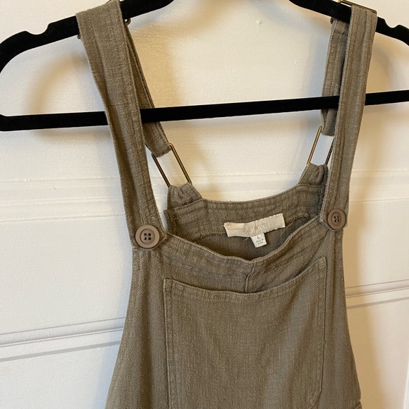 🌻Linen Blend Casual Olive Green Overalls - Picture 2 of 11